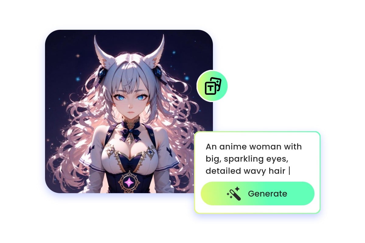 Type prompts to make an anime woman sparkling big eyes with long hair