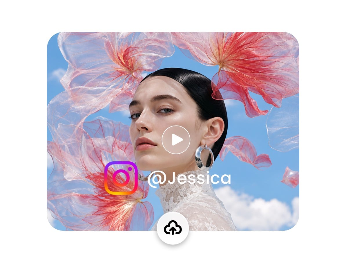 Upload a fashion model video with an ig logo from