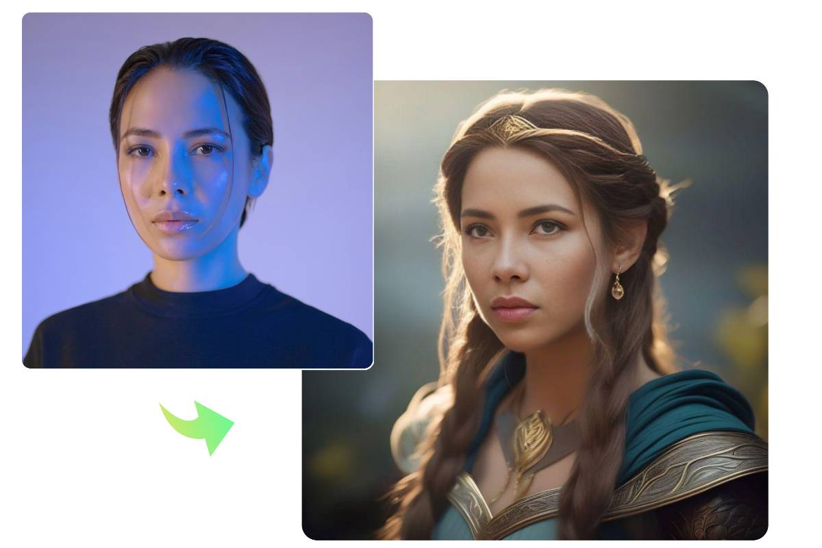 Upload a female portrait to generate a dnd elf character with braided hair