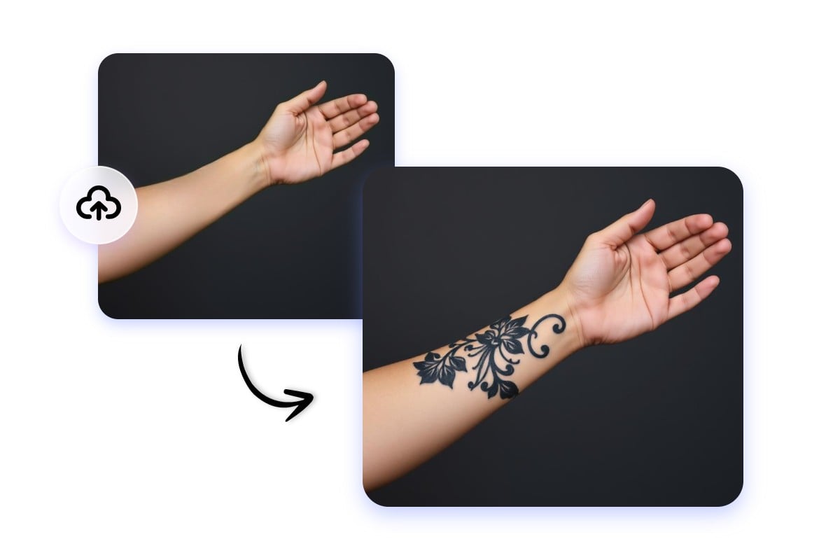 upload a human hand picture to simulate a tattoo