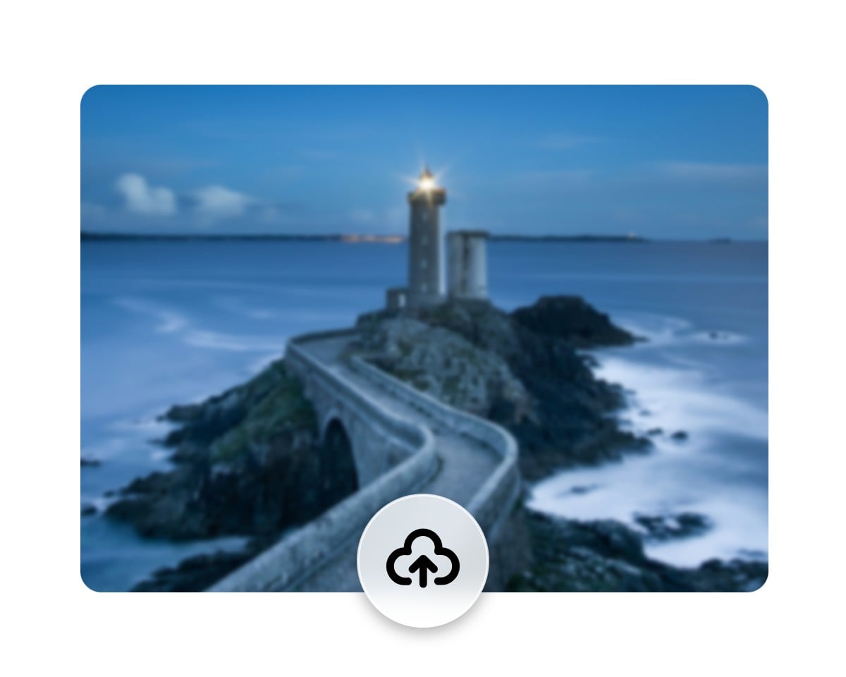 Upload a low quality photo of a seaside lighthouse to fotor ai upscaler