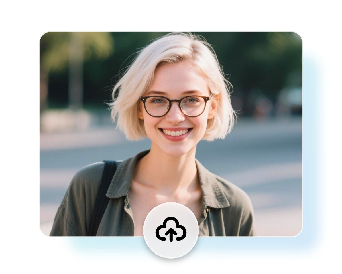 Importer une photo d'une femme avec cheveux courts portant des lunettes