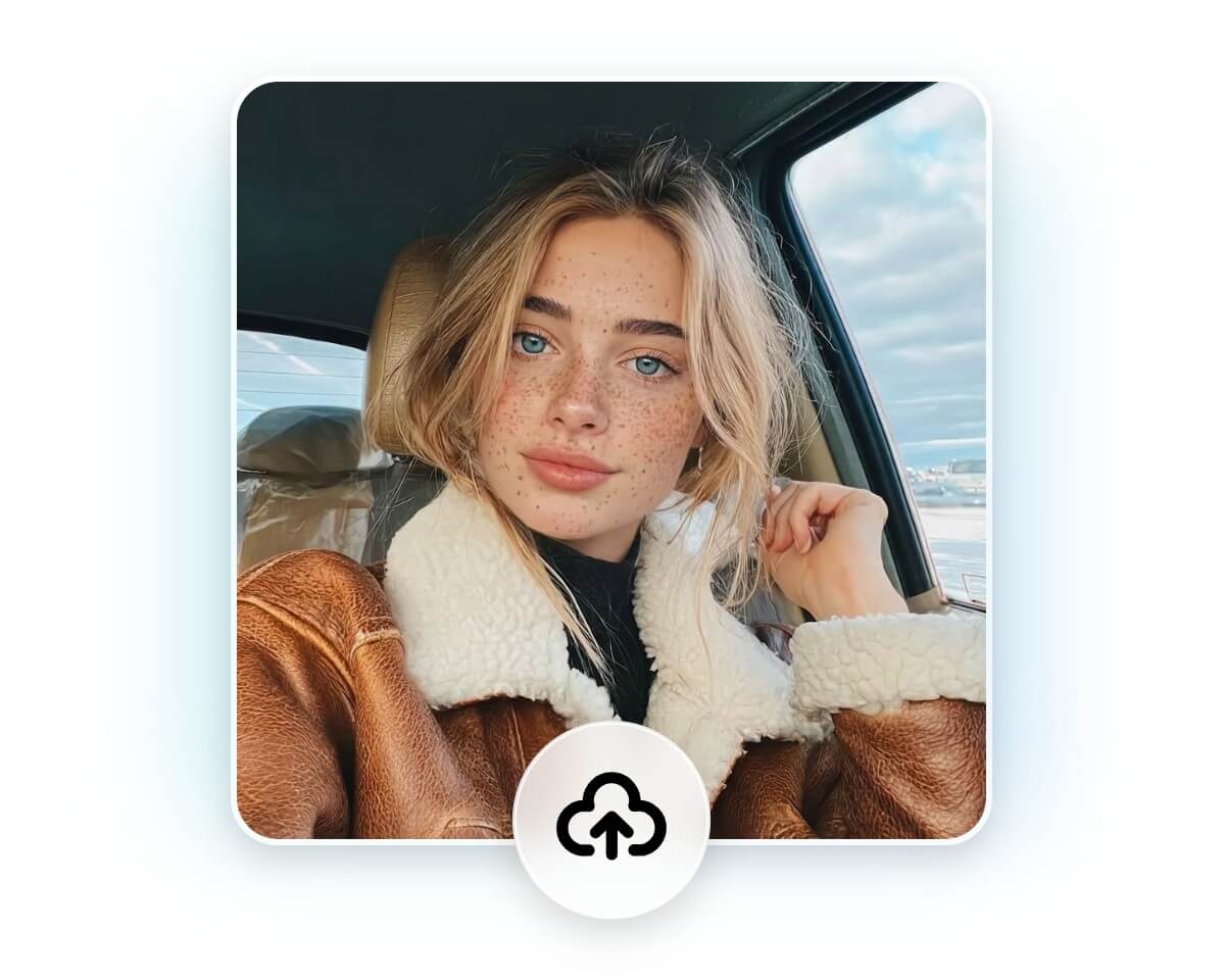 Upload a photo of a woman with blemishes to fotor