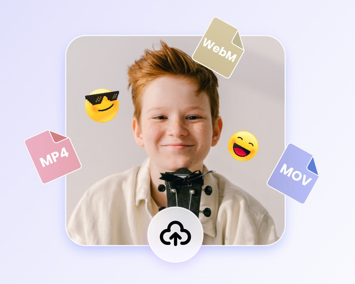 Upload a video of a baby boy with emojis