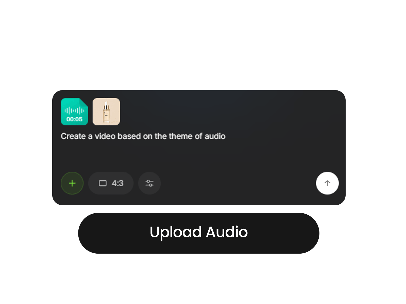 Upload an audio file and a skincare product image