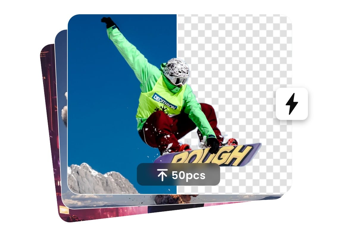 Upload up to 50 pictures at one time to erase backgrounds