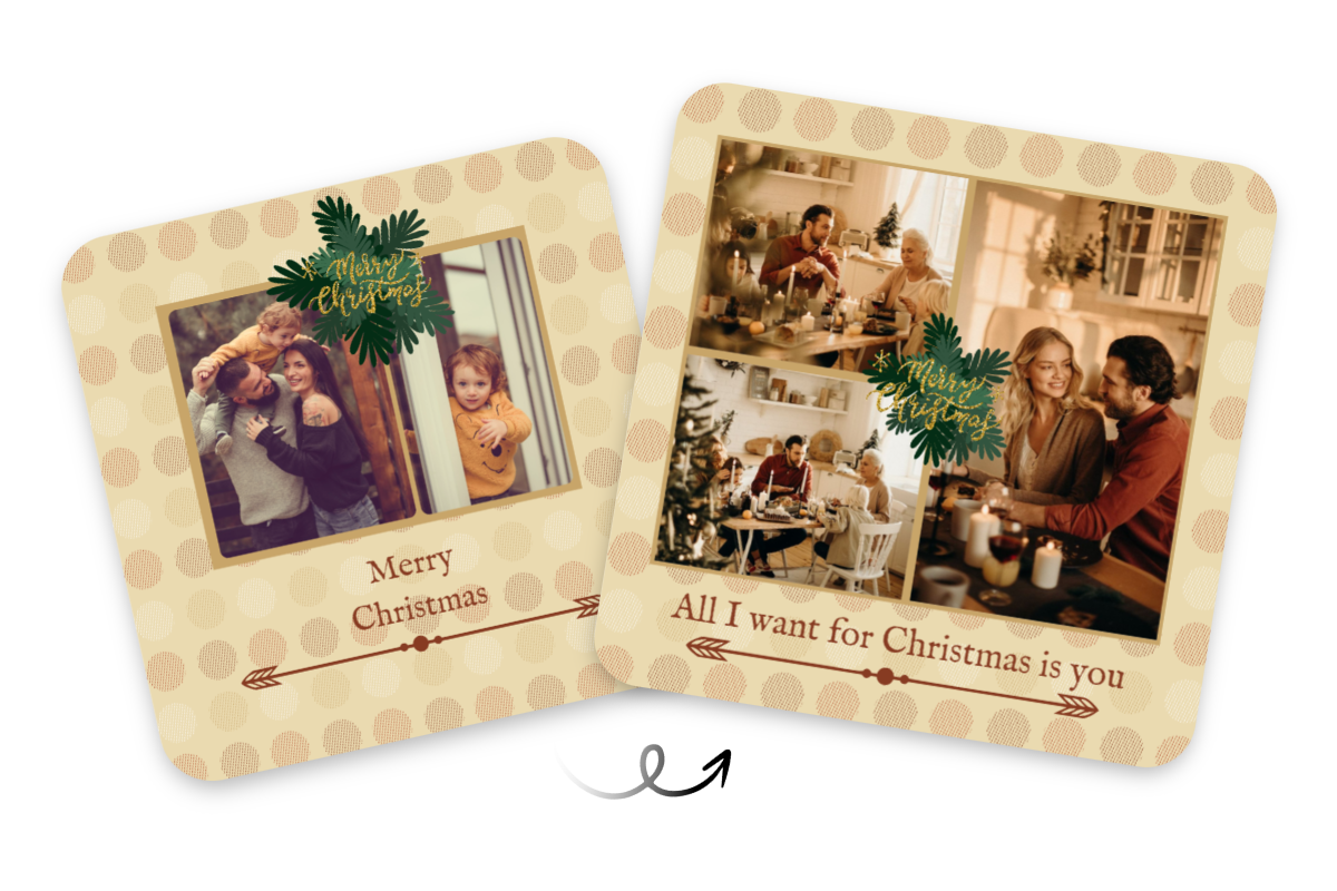 Upload your photo and deisgn elements on the preset template to create a brand new christmas card