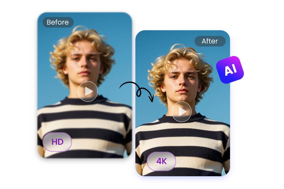 Fotorでイケメンの少年の動画を4Kにアップスケールする