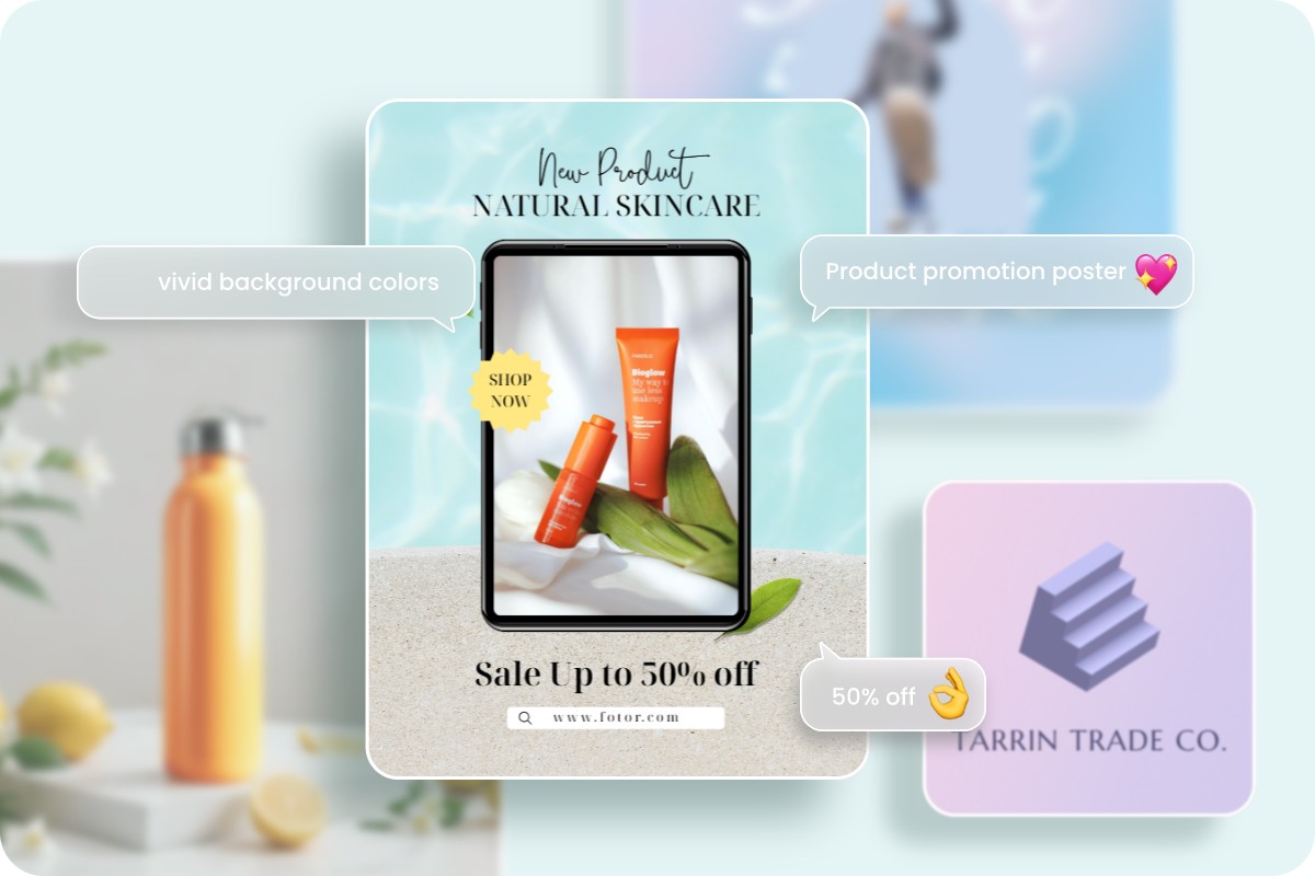 Use Fotor AI design assistant to create professional quality graphic designs and marketing visuals easily