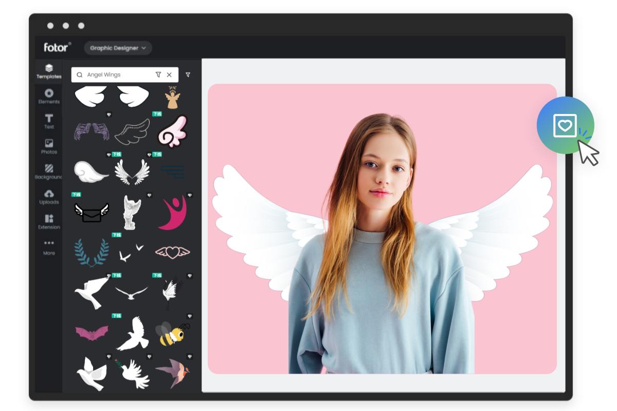 Use Fotor photo editor to add angel wings