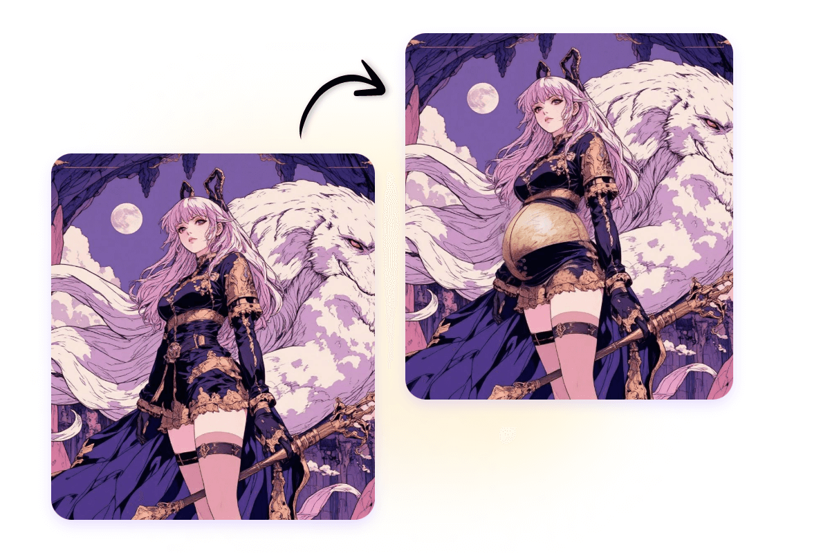 Utiliser le filtre grossesse IA pour représenter un personnage d’anime enceinte sur une photo