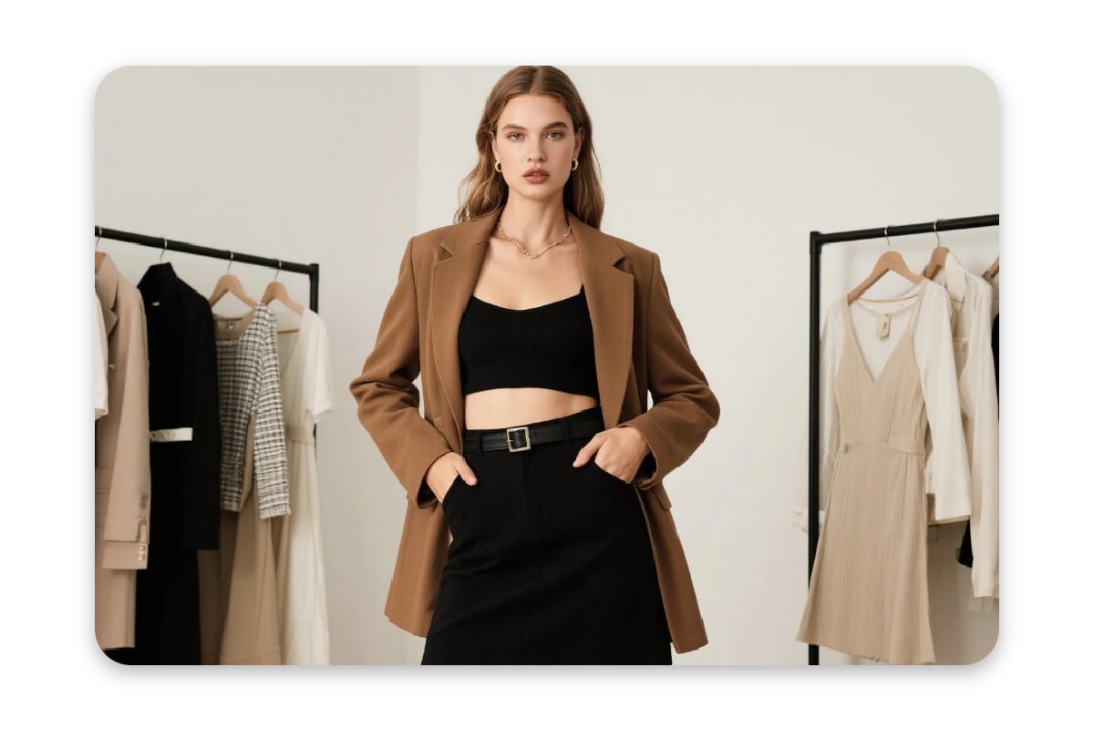 Use ai skinny filter to make your mode looks better with product in fotor