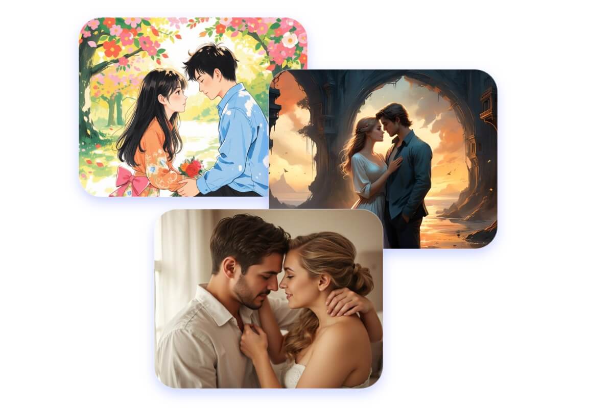 様々なスタイルのAIカップル画像を作成