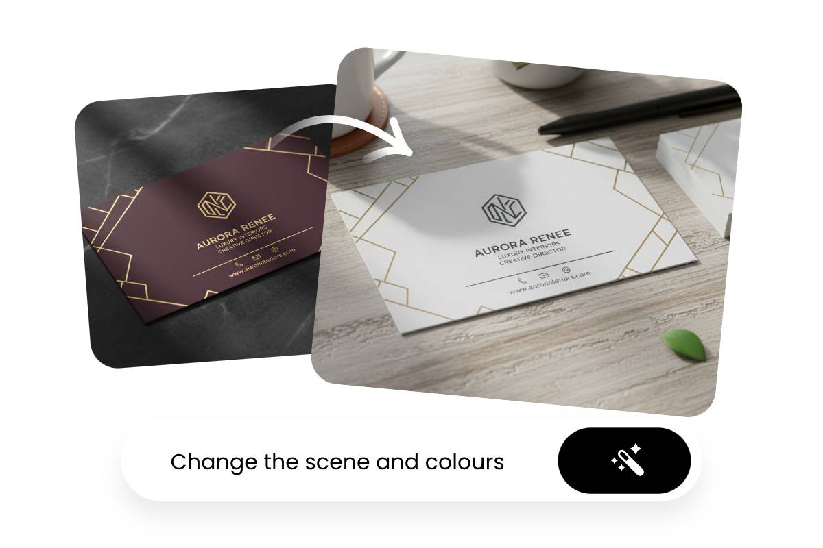 Use ai to modify the content of a business card mockup from a text description