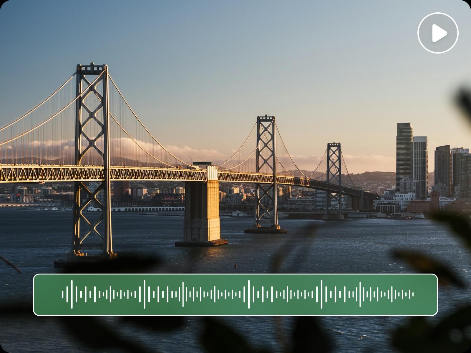 Use ai to turn a piece of music into a music video featuring a scenic bridge