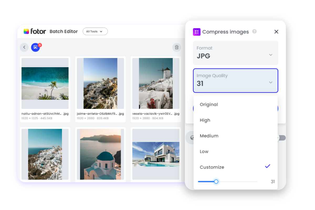 Use compressor to compress large jpg images to small size