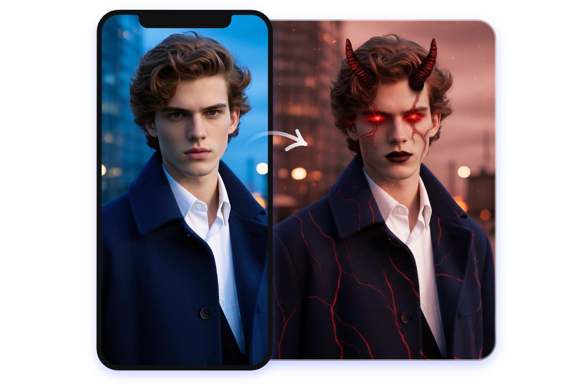 Use demon filter and try more Halloween effects on Fotor Halloween filter app
