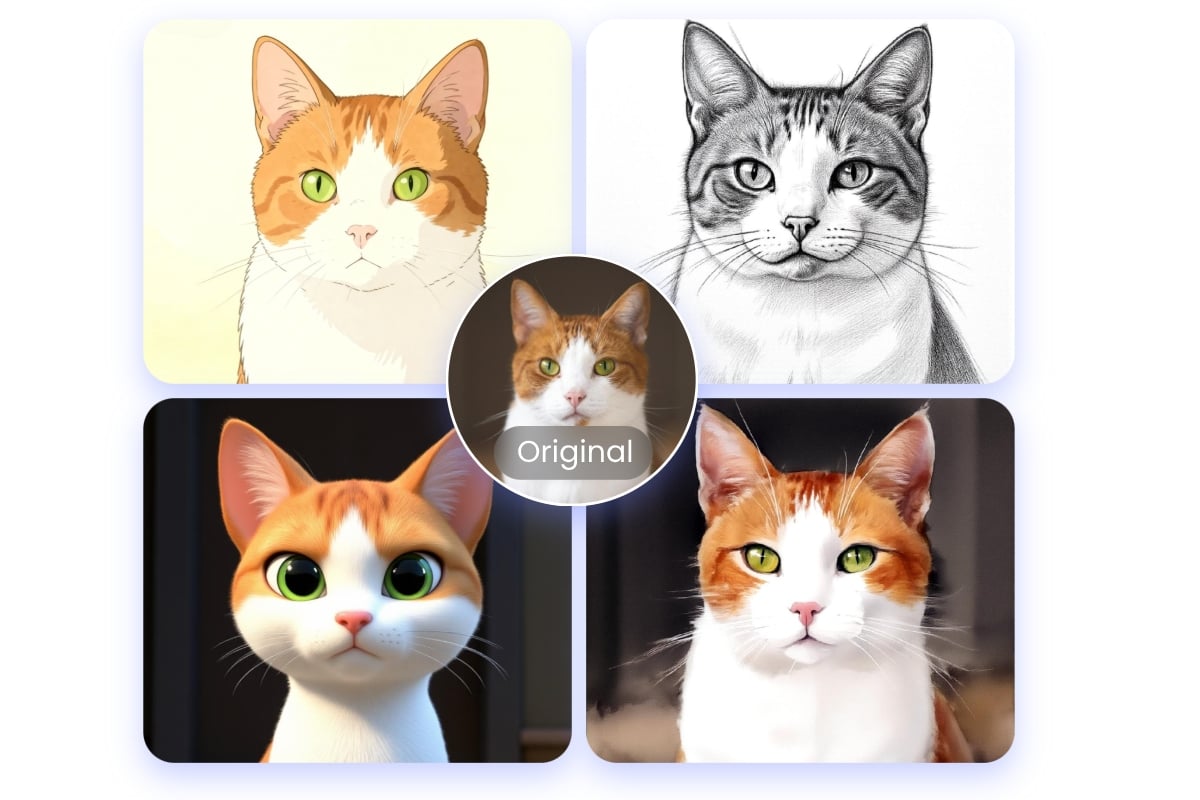 Use different ai effects and filters for the cat