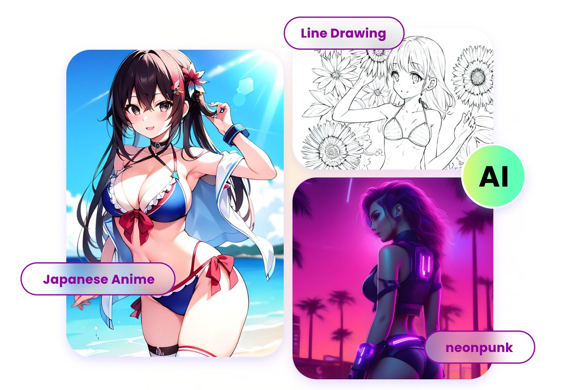 AI水着生成サイトで様々なスタイルのAIビキニアートを探索