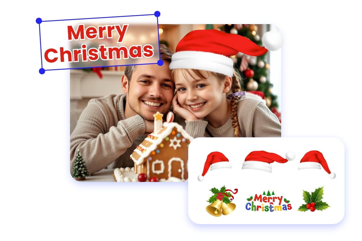 Use fotor ai christmas photo editor to edit a picture such as adding santa hat