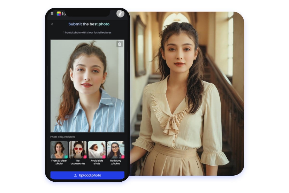 application mobile intuitive pour créer un portrait IA