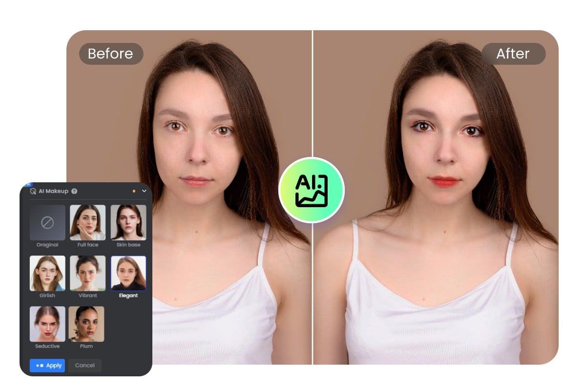 Use fotor ai to add ai makeup filter to a photo of a lady with black hair