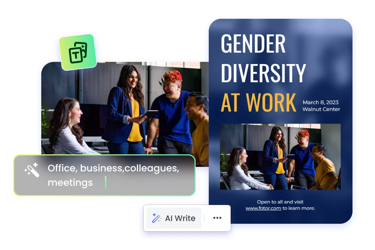Use fotor ai to generate a business flyer to promote gender diversity at work