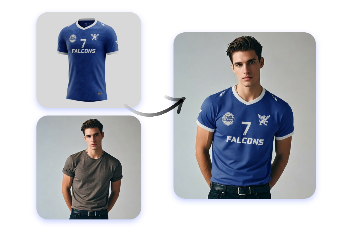 Use fotor ai to let a man vitually try on a football jersey
