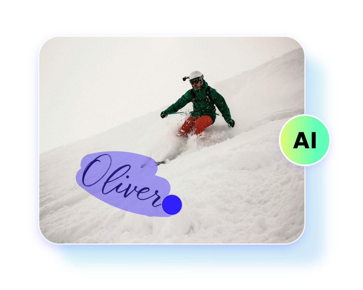 Use fotor ai to remove signature from photo of a skiing man