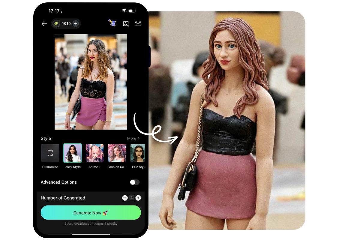 Fotorの粘土加工アプリで女性の写真に粘土フィルターを追加する
