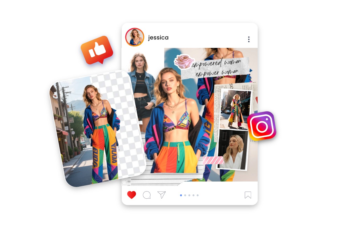 Use fotor feature of add person in photo to design social media post