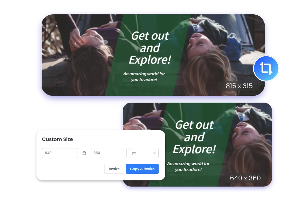 Fotor Photo Resizerを使用して、笑っている女性2人をフィーチャーしたFacebookのカバー写真のサイズを変更します。