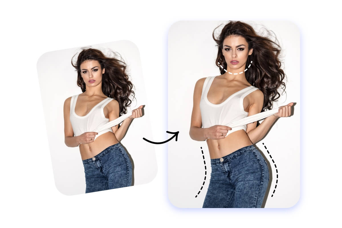 Use fotor reshape tool to adjust your face and body shape as you want