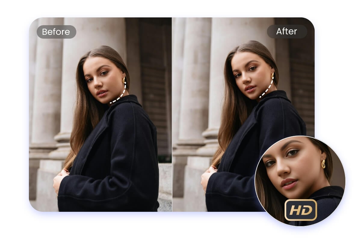 Use fotor skinny face filter to refine your jawline without losing quality