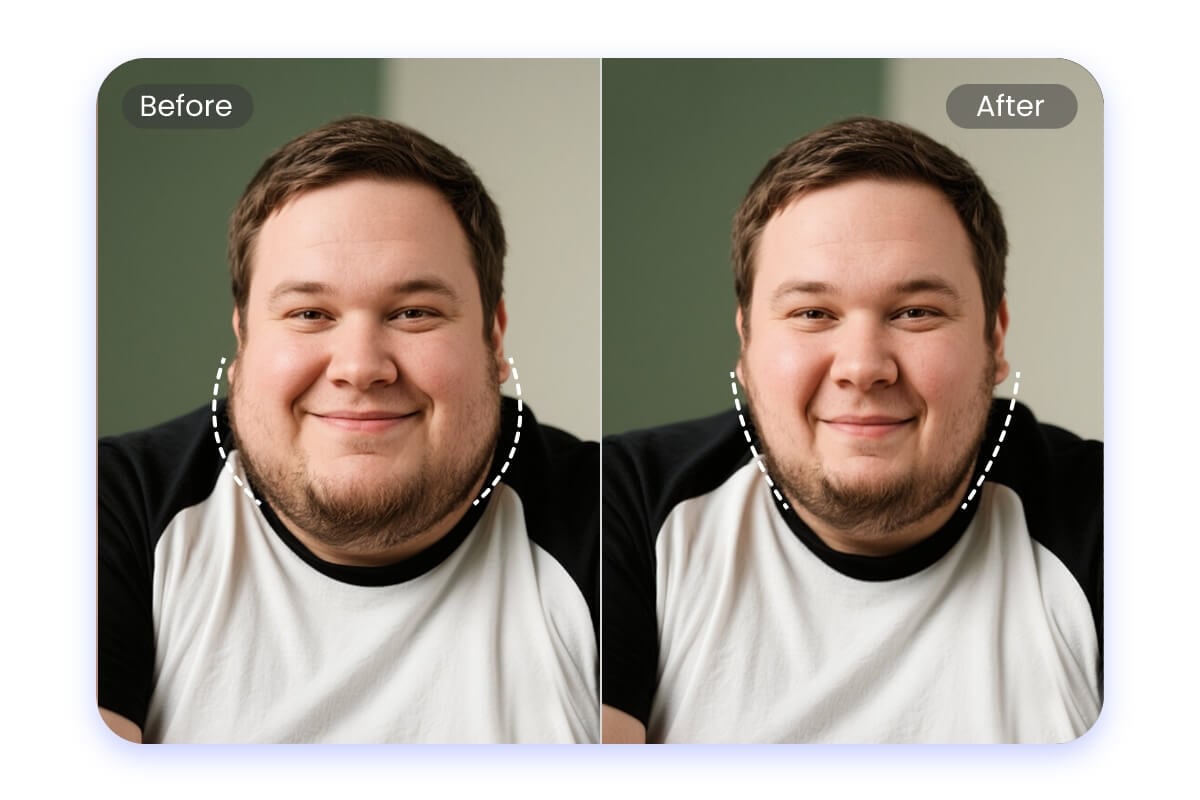 Use fotor skinny filter to easily make the man face slimmer without loss weight