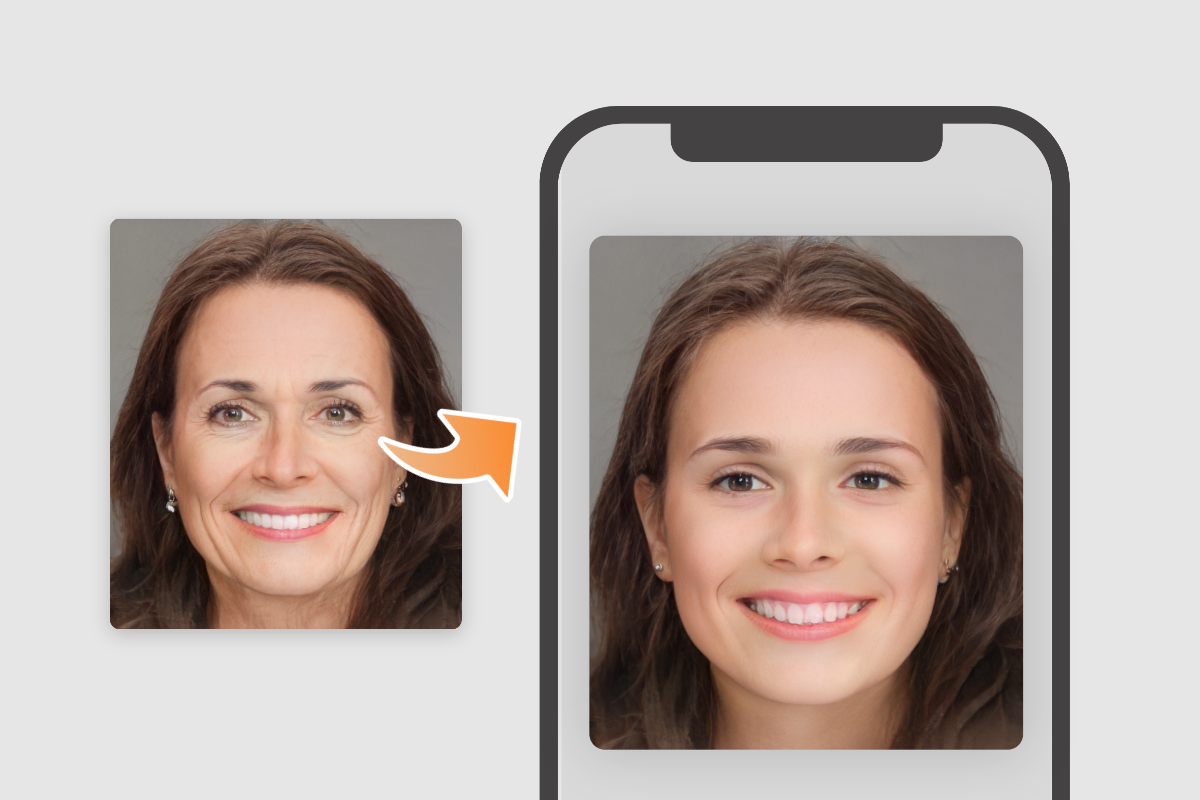 Use o aplicativo Fotor Teenage Filter para transformar a velha fêmea na aparência adolescente