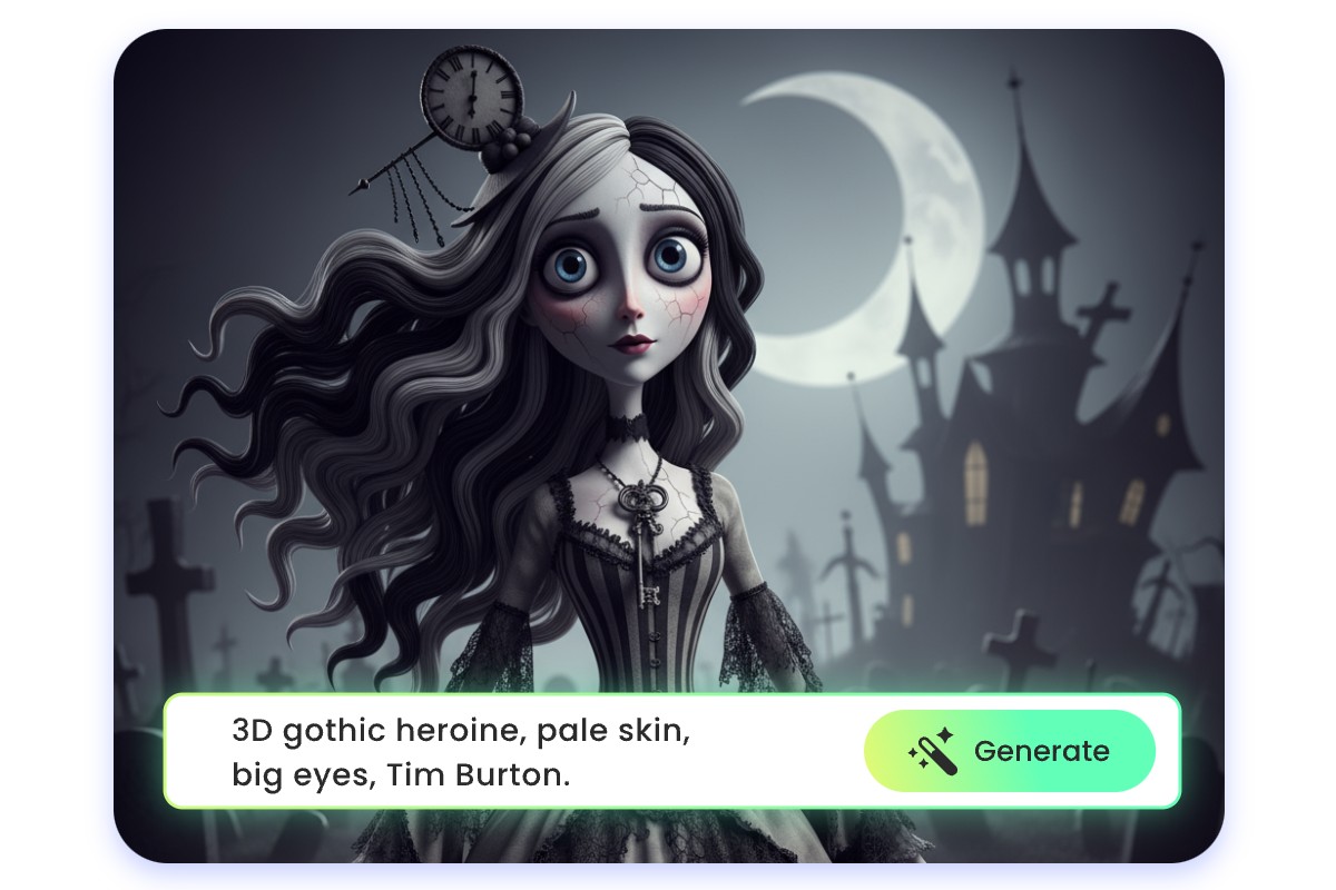 Use fotor tim burton character generator to make tim burton characters from text