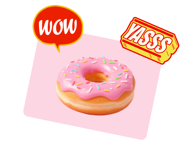 Use fotor to add emoji to a photo of a donut