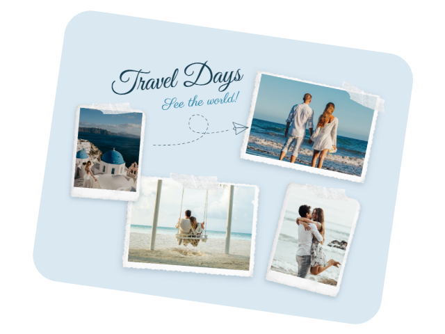 Use fotor to combine images of a couple taken by the sea