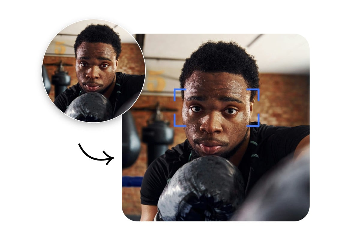 Use fotor to remove red eyes of a black man with black hair in a photo