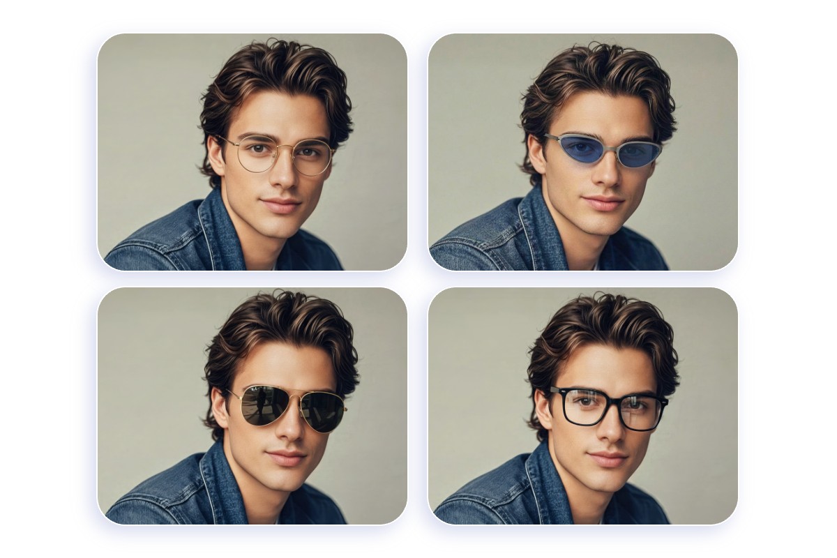 Use fotor to virtually try on different kinds of glasses and find one that suits you the best