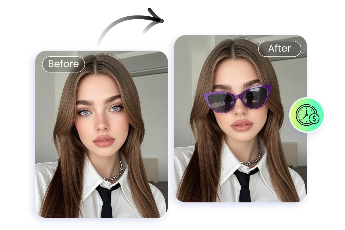 Use fotor virtual glasses try on to put glasses on face in selfies to save money and time