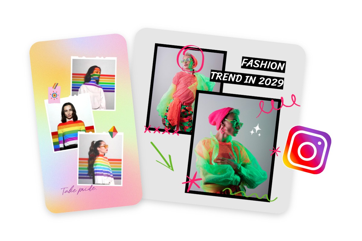 Use fotors image combiner to create social media post