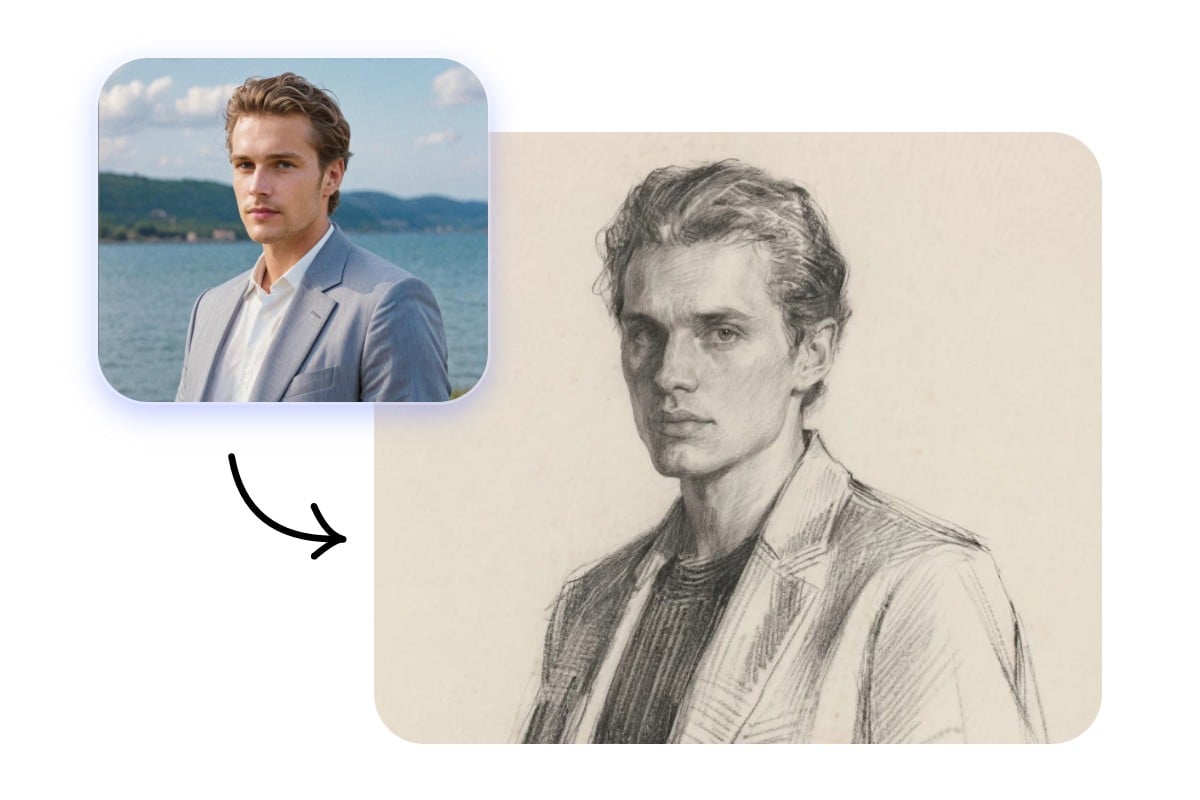 Use image to image to genereate a sketch protrait