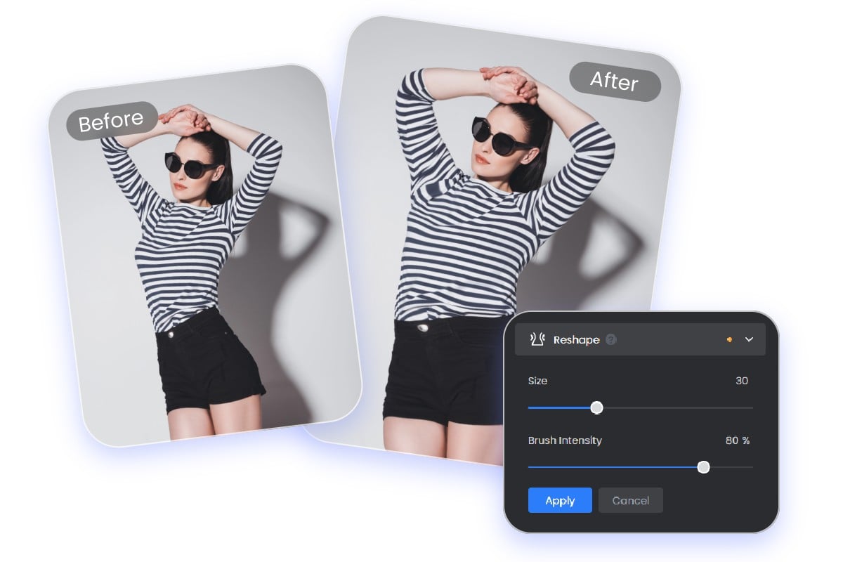 体型加工アプリで女性の体を太らせる