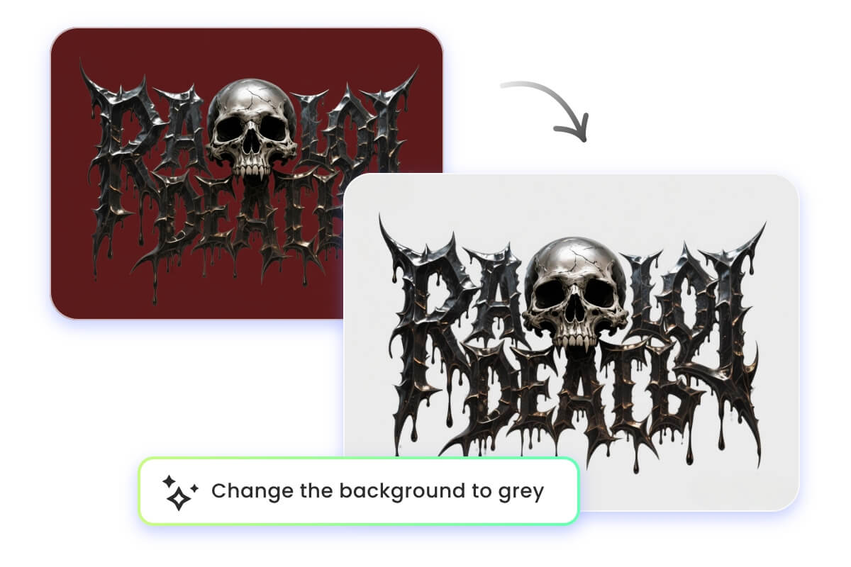 Use prompt to change the background of a logo from red to gray