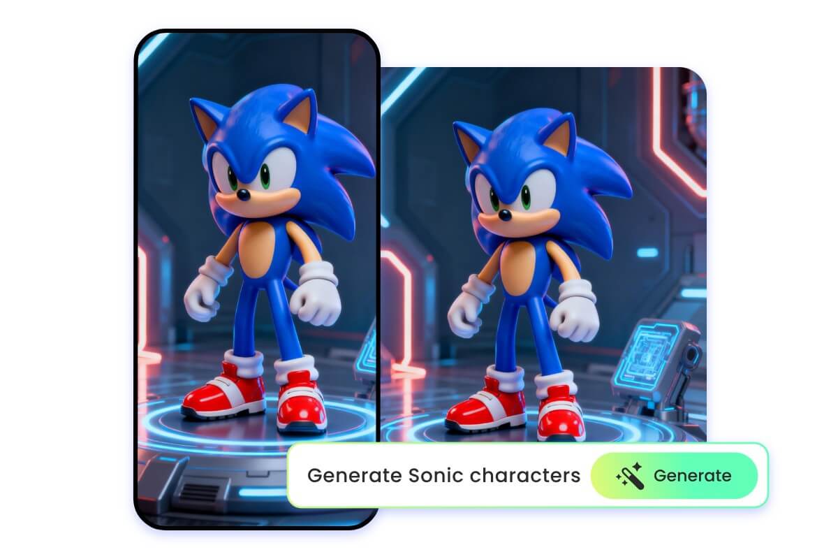 Use prompts to generate a sonic oc image on the mobile app