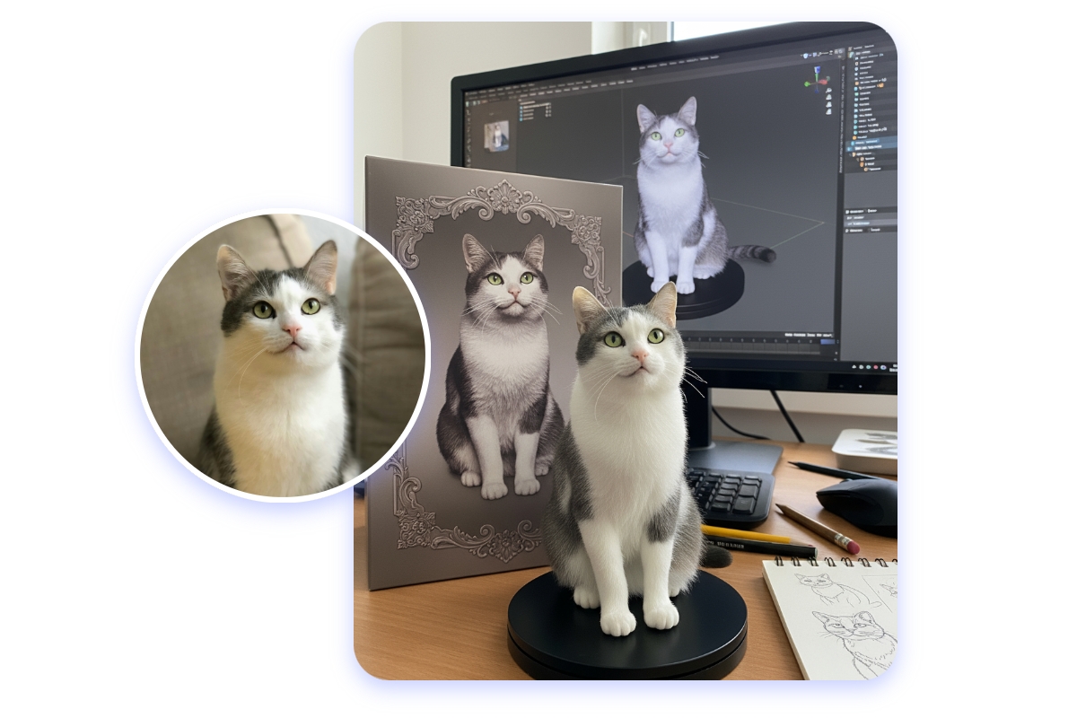 Use the cat image to make an action figure