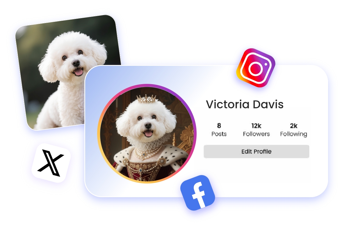 Use your dog image to make pfp or avatar for your social media account