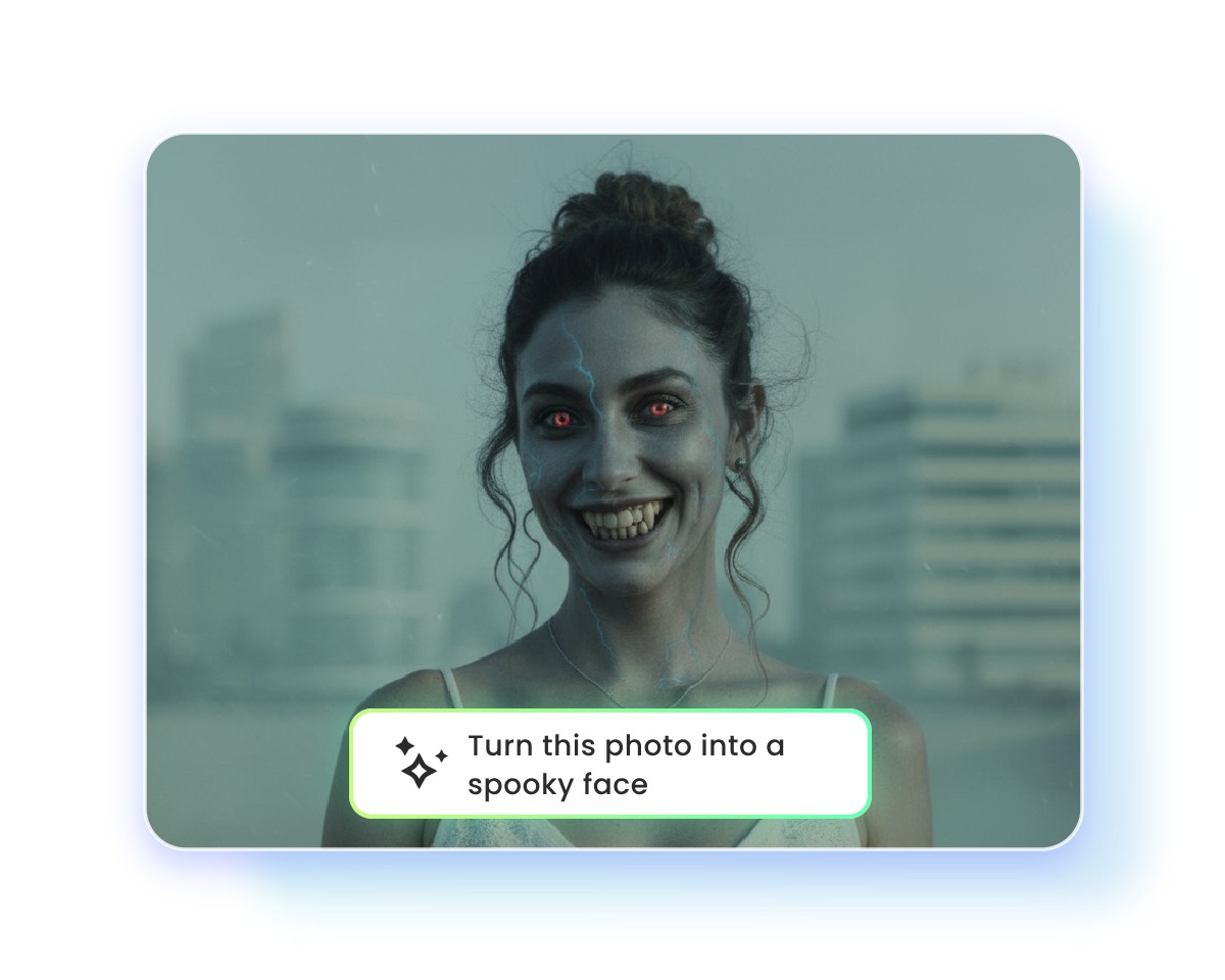 Use your prompt to turn an ordinary photo of a girl to the zombie version